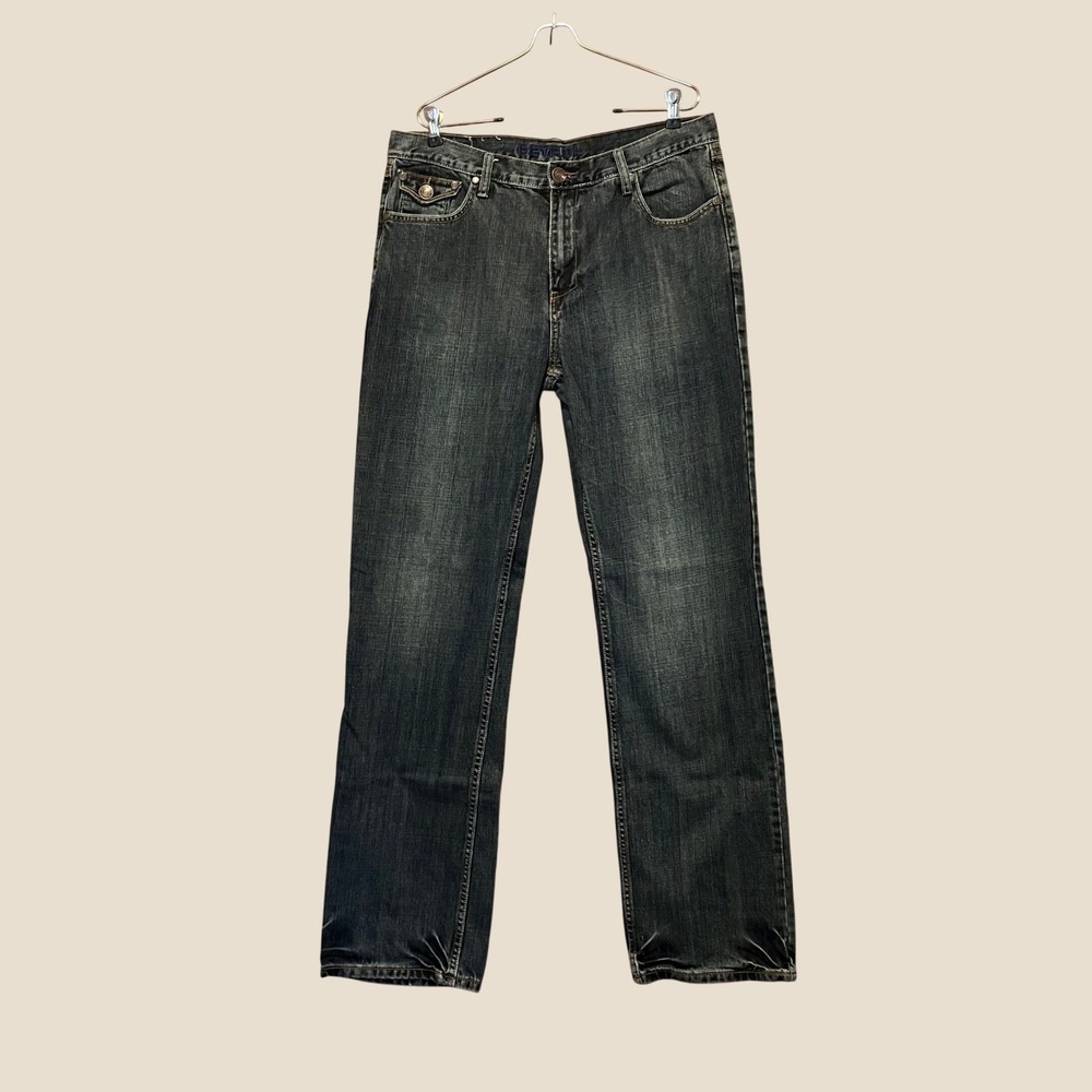 Petrol Jordan Jeans Mens Dark Wash Straight Leg Flap Pocket Y2K Country 36x35